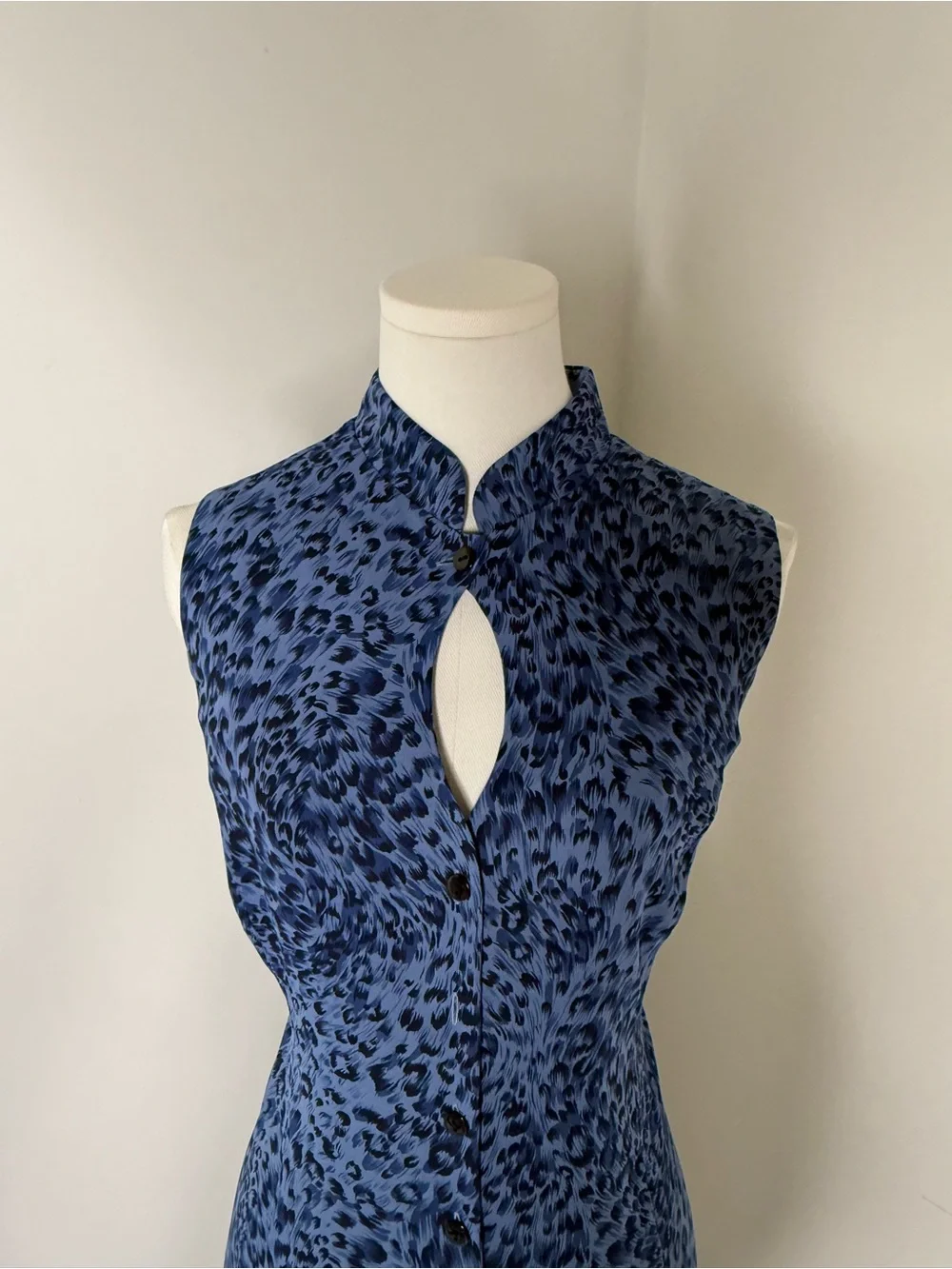 Coldwater Creek Blue Leopard Print Sleeveless Maxi Dress - Picture 5 of 16